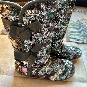 Sugar Kids Sequin Boots with Bows - Multicolor